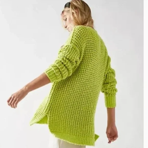Free People Whistle Thermal Henley Sweater in Acid Lime, size XS - Picture 5 of 11